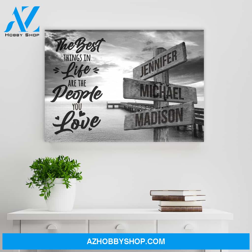 Ocean Dock with Saying 3 Multi-Names Premium Canvas