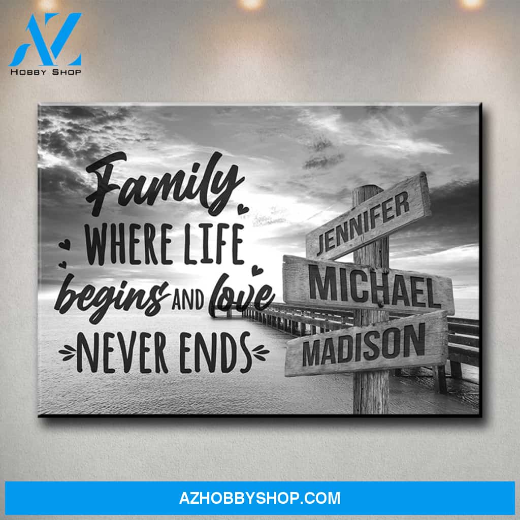 Ocean Dock with Saying 6 Multi-Names Premium Canvas