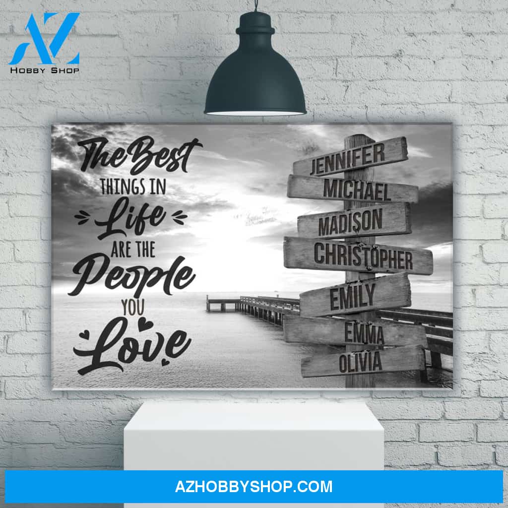 Ocean Dock with Saying 3 Multi-Names Premium Canvas