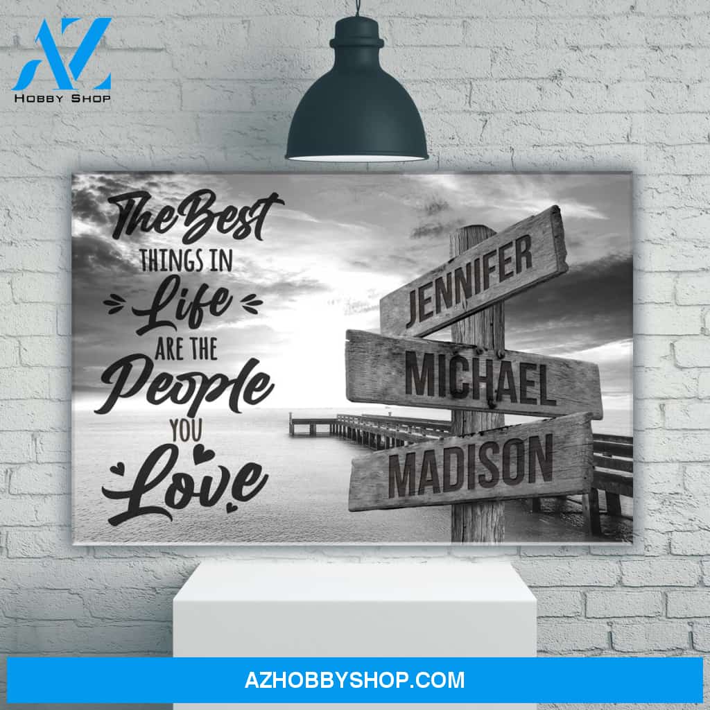 Ocean Dock with Saying 3 Multi-Names Premium Canvas
