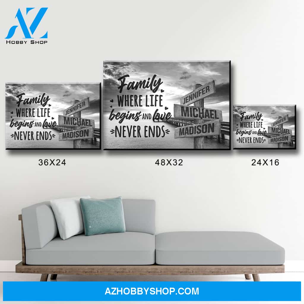 Ocean Dock with Saying 6 Multi-Names Premium Canvas