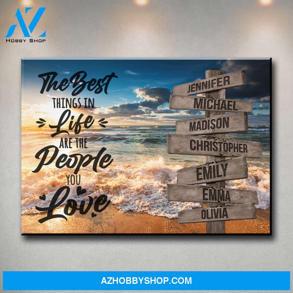 Ocean Sunset Color with Saying 3 Multi-Names Premium Canvas