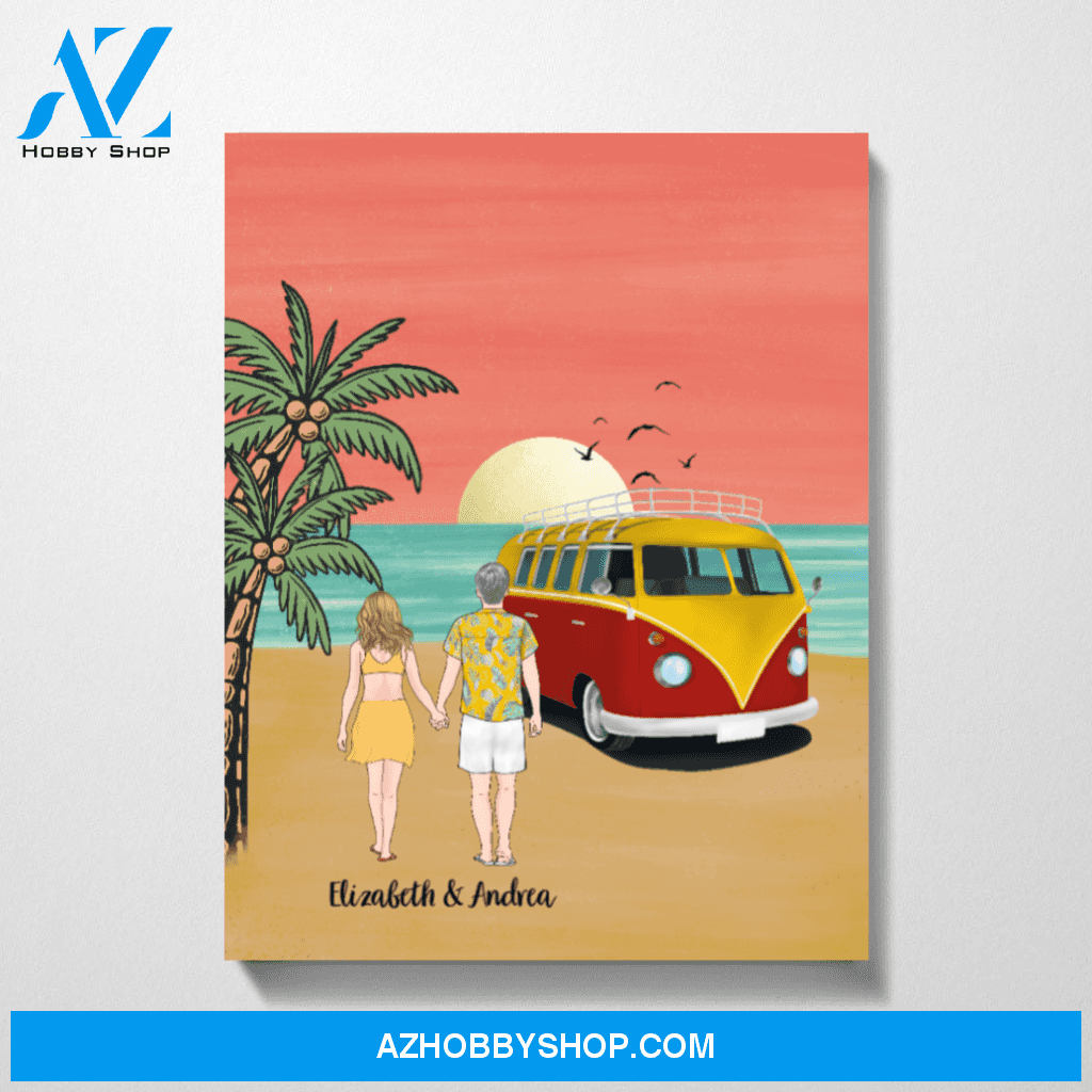 Personalized Canvas, Beach Couple, Custom Gift for Beach Lovers