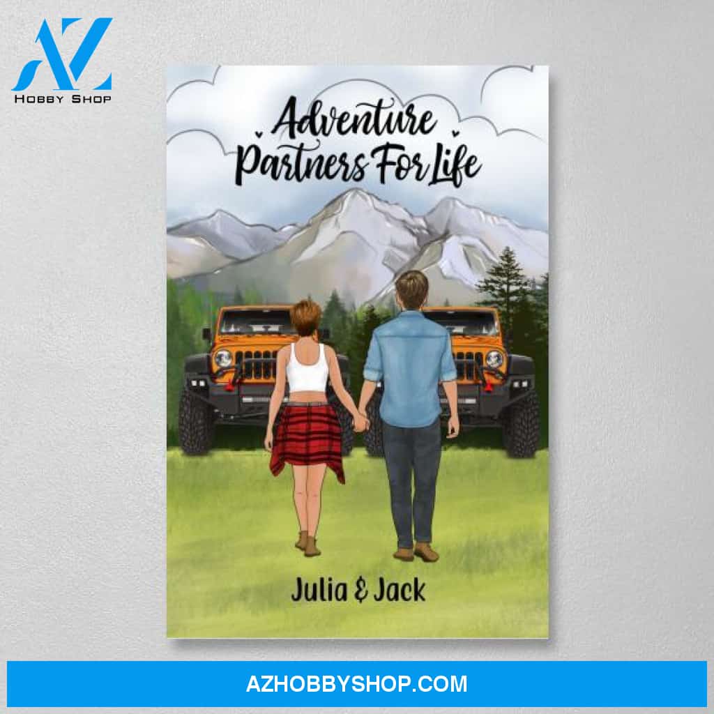 Personalized Canvas, Couple Holding Hands, Adventure Partners, Gift for Friends, Car Lovers