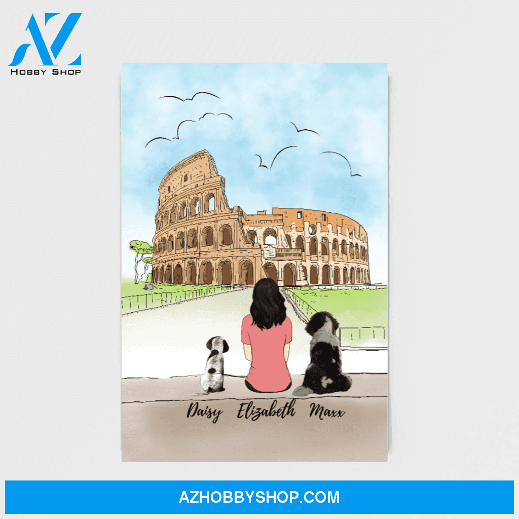 Personalized Canvas, Custom Canvas/Poster. Rome Colosseum Dog Mom Gifts
