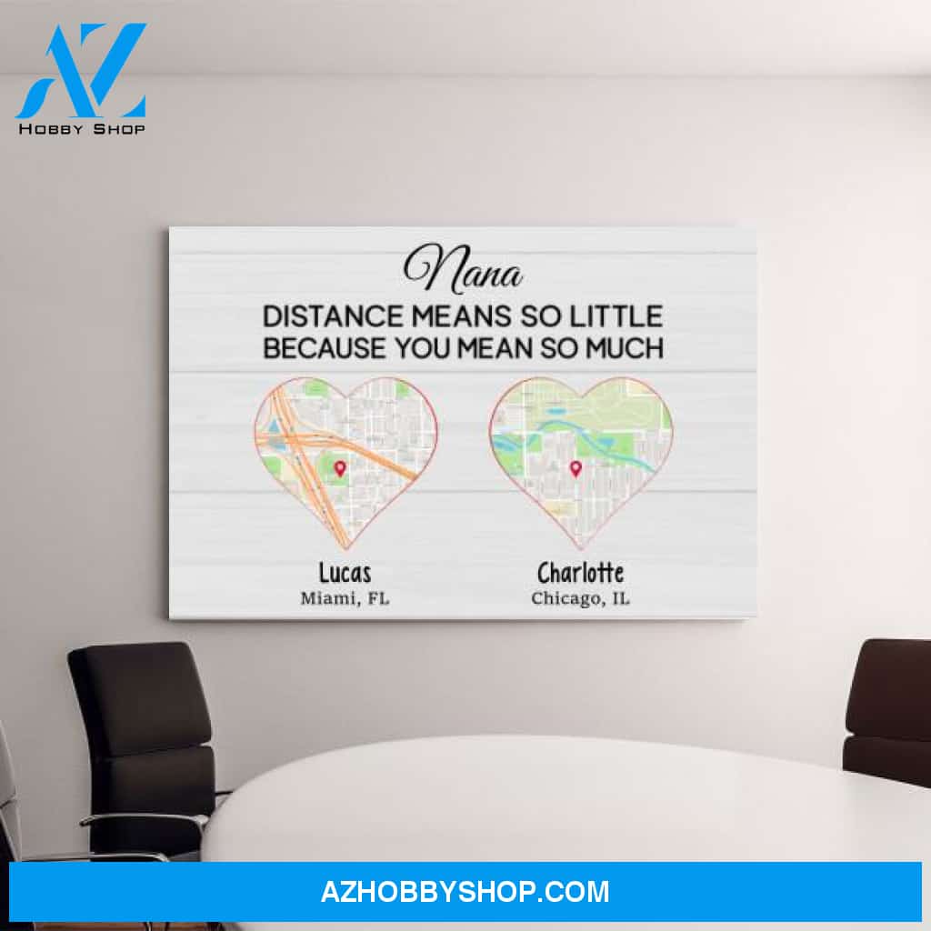 Personalized Canvas, Distance Means So Little Because You Mean So Much, Custom Gift for Family Members