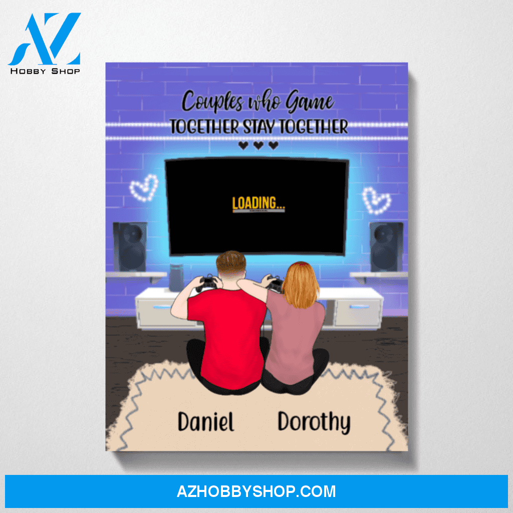 Personalized Canvas, Gaming Couple and Friends, Custom Gift for Video Game Lovers
