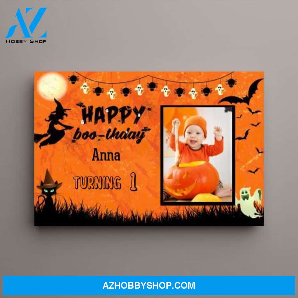 Personalized Canvas, Happy Boothday with Picture, Halloween Gifts, Gift for Kid, Gift for Family