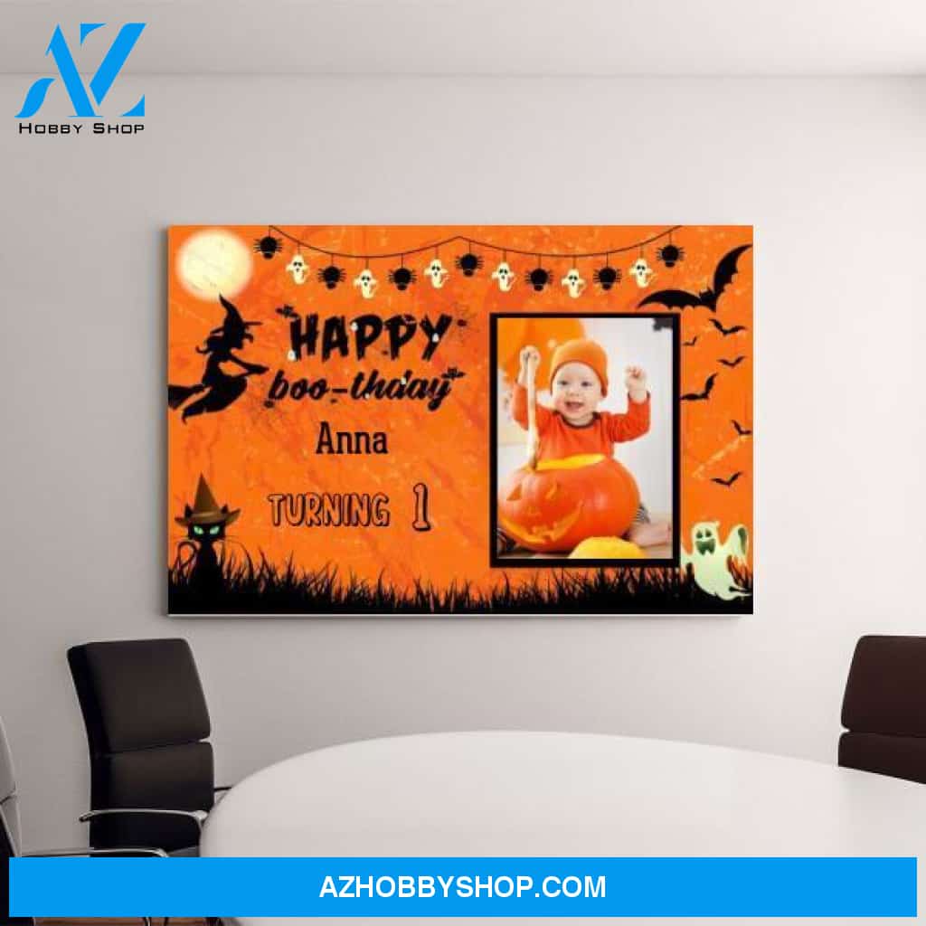 Personalized Canvas, Happy Boothday with Picture, Halloween Gifts, Gift for Kid, Gift for Family