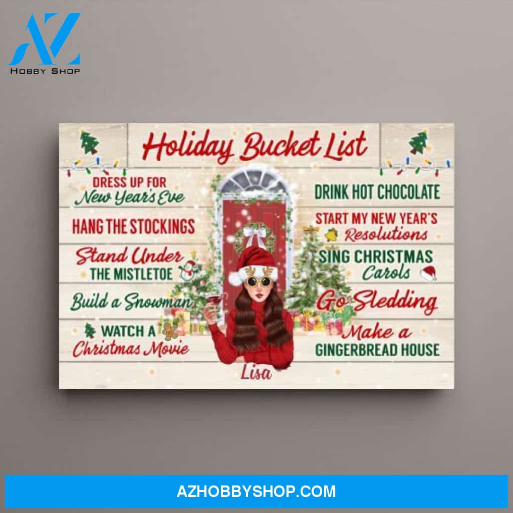Personalized Canvas, Holiday Bucket List, Christmas Gift For Friends, Sisters