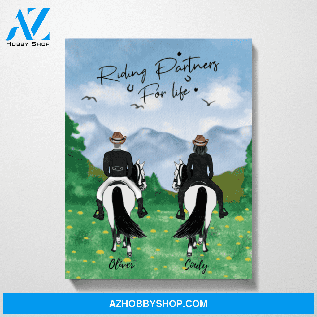 Personalized Canvas, Horse Riding Couple and Friends Gift for Horse Lovers