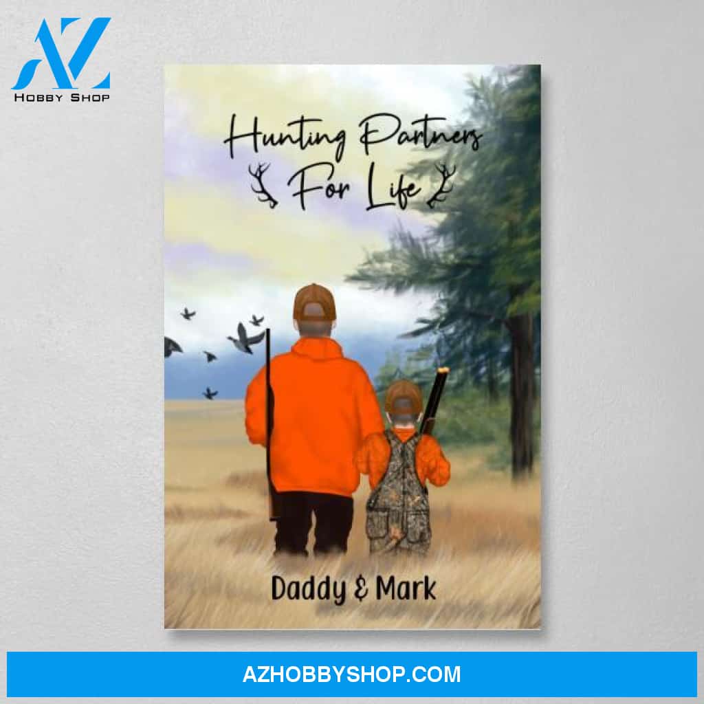 Personalized Canvas, Hunting Partners - Parents And Kids, Couple And Friends, Gift For Family, Gift For Hunters