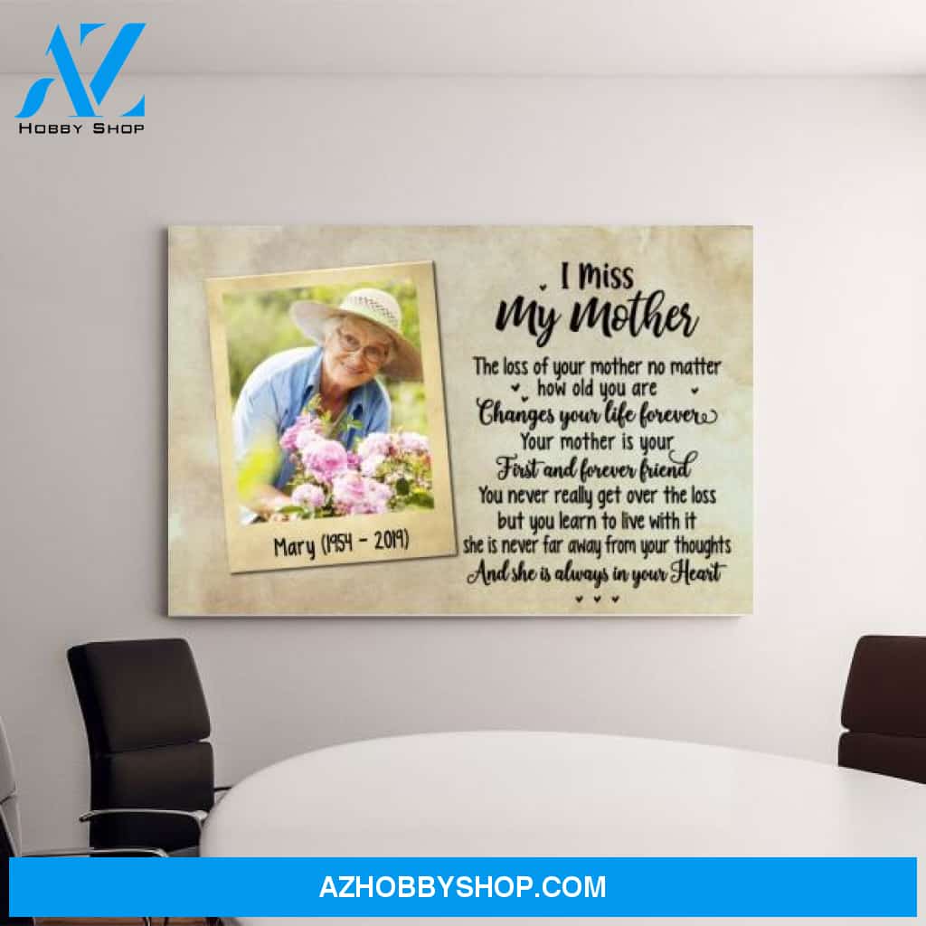 Personalized Canvas, I Miss My Mother, In Memory Of Loving Mother, Memorial Gifts for Loss Of A Mother