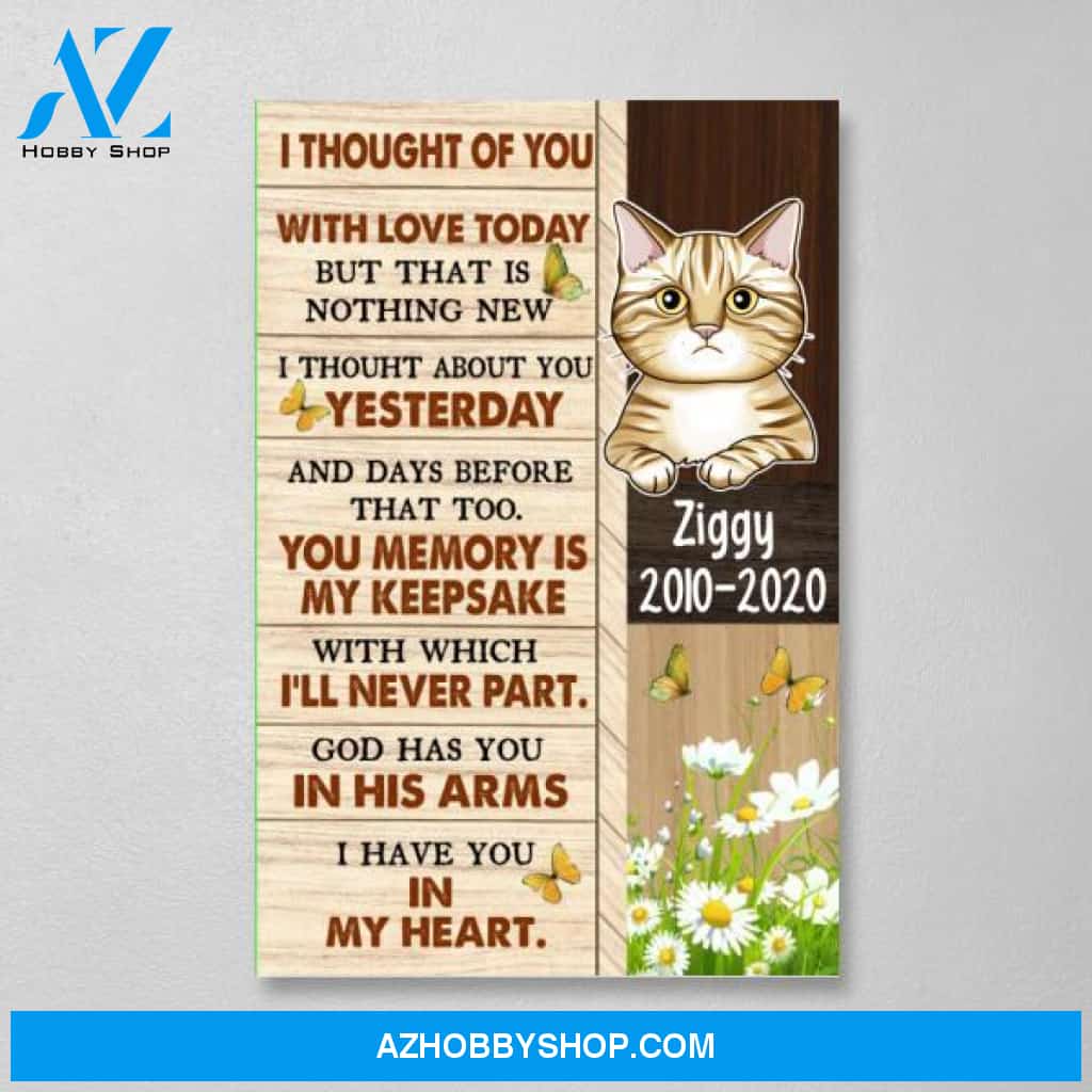 Personalized Canvas, I Thought Of You, Memorial Gifts for Cat Loss, Gift for Cat Lovers