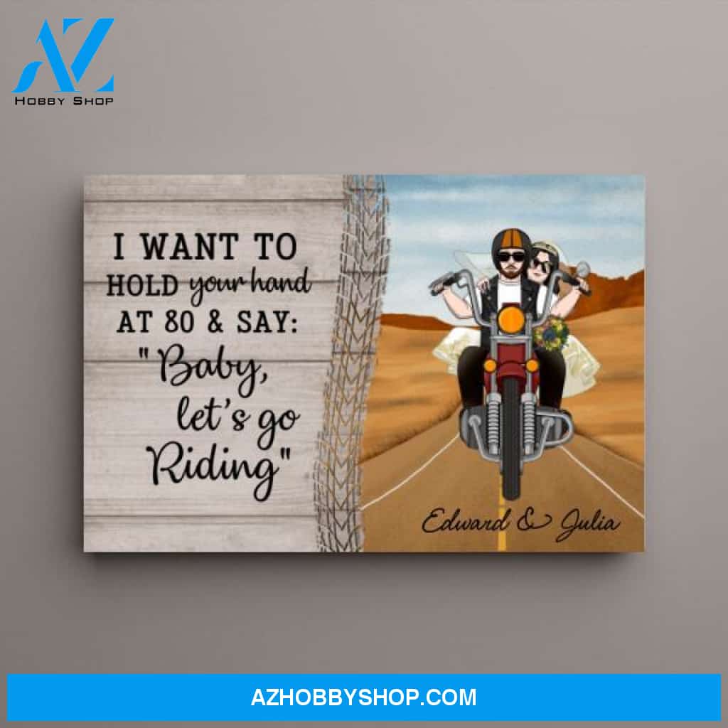 Personalized Canvas, Old Biker Couple Wedding Anniversary, Gift for Motorcycle Riders, Gift for Couple, Anniversary Gift