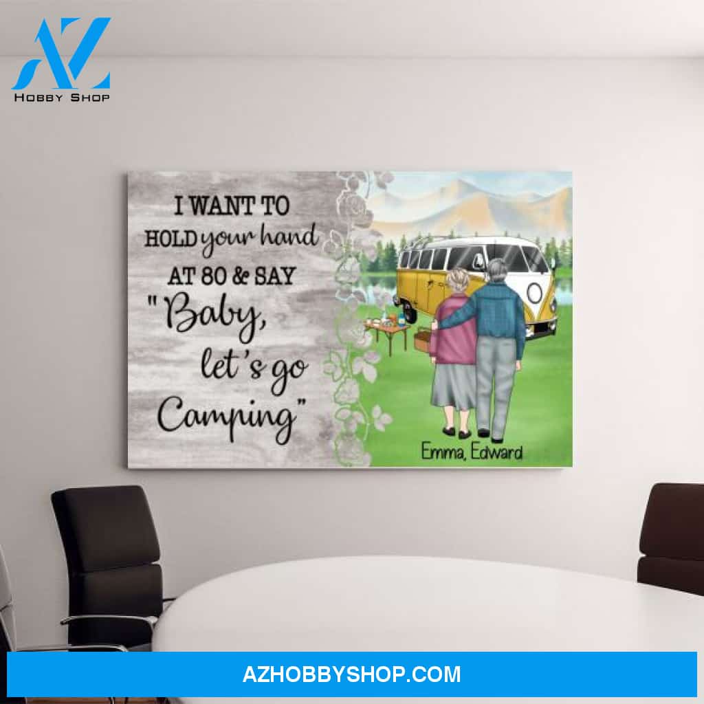 Personalized Canvas, Old Couple Camping, Baby Let's Go Camping, Gift for Camping Lovers