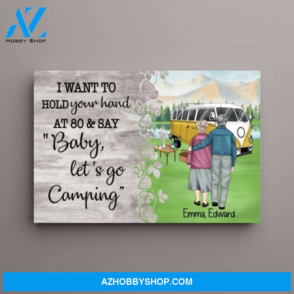 Personalized Canvas, Old Couple Camping, Baby Let's Go Camping, Gift for Camping Lovers