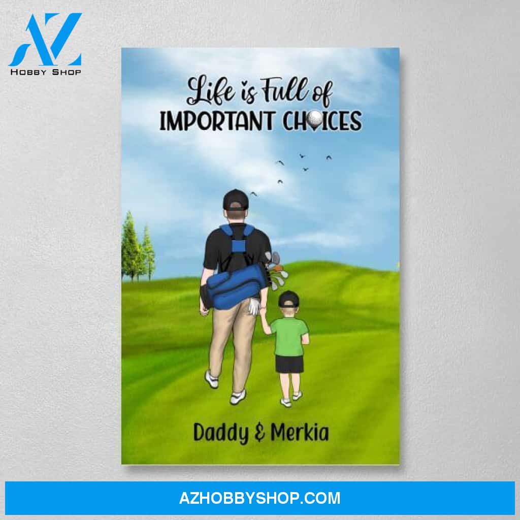Personalized Canvas, Parents and Kids Golf Partners, Gift for Family and Golf Lovers