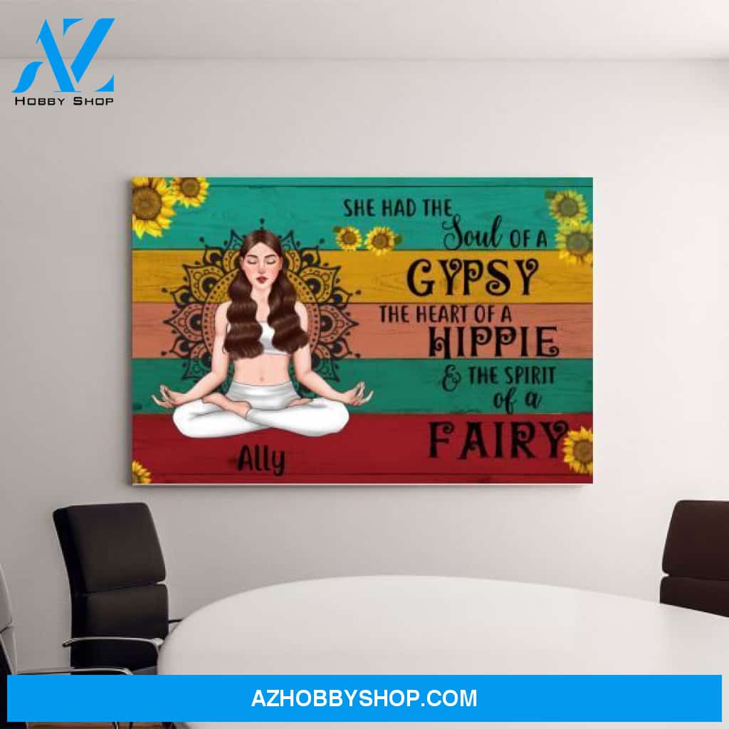 Personalized Canvas, She Had The Soul Of A Gypsy, Gift for Hippie, Yoga Fans