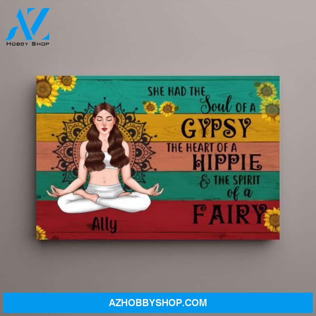 Personalized Canvas, She Had The Soul Of A Gypsy, Gift for Hippie, Yoga Fans