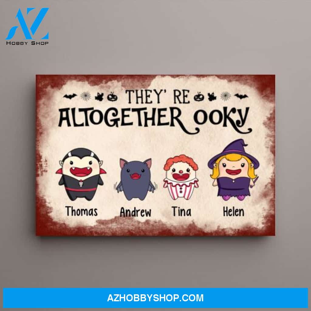 Personalized Canvas, They're Altogether Ooky, Cute Halloween Icon, Gifts for Halloween Family