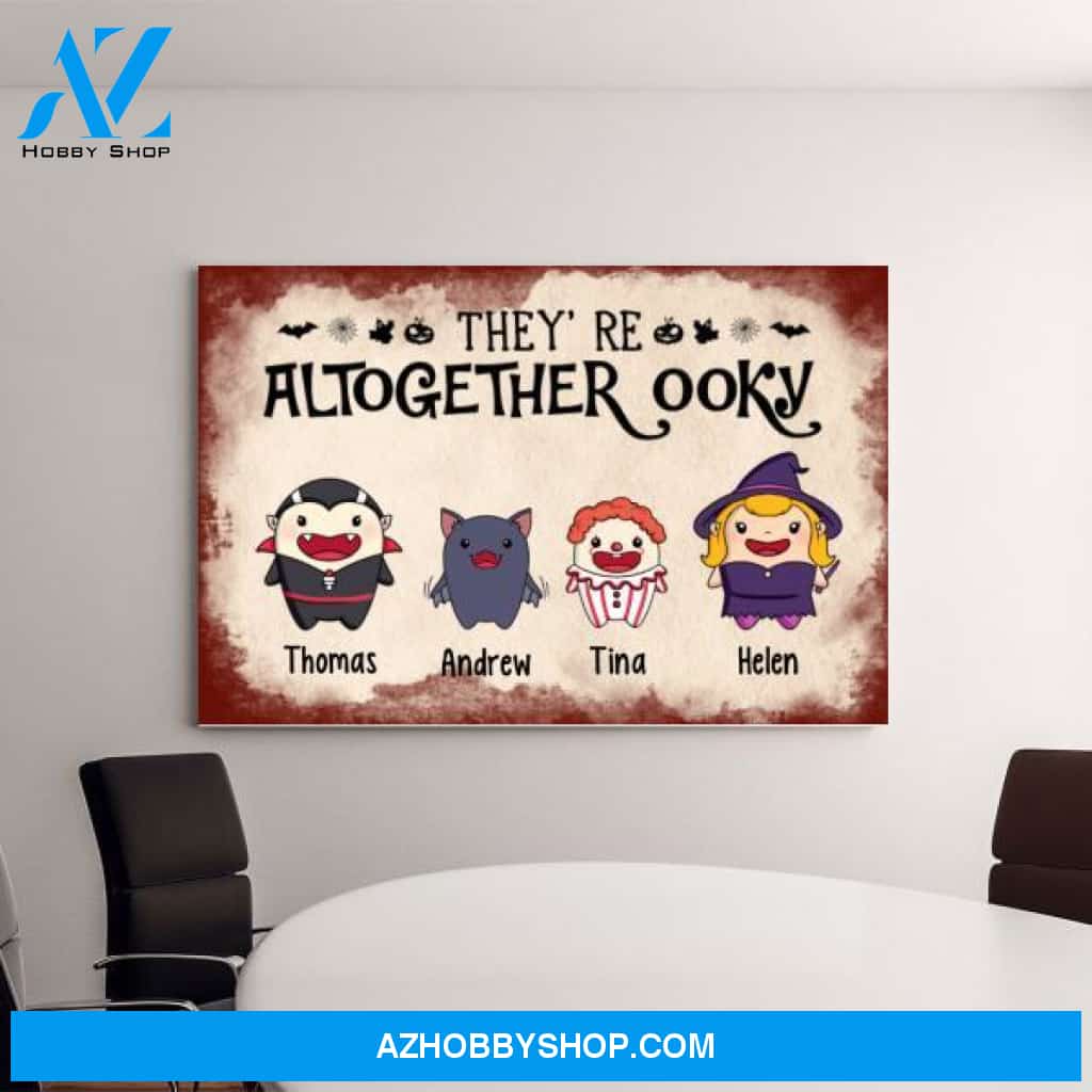 Personalized Canvas, They're Altogether Ooky, Cute Halloween Icon, Gifts for Halloween Family
