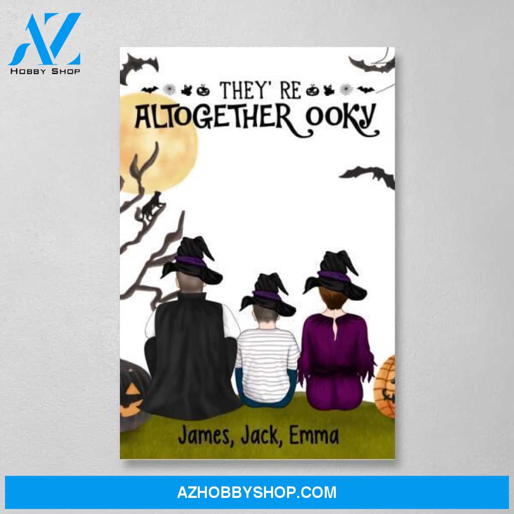 Personalized Canvas, They're Altogether Ooky, Witch and Wizard, Gifts for Halloween Family