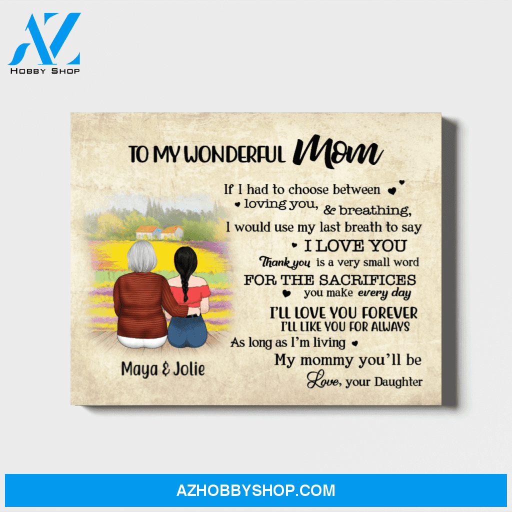 Personalized Canvas, To My Mom Daughter and Mother, Custom Gift for Mom