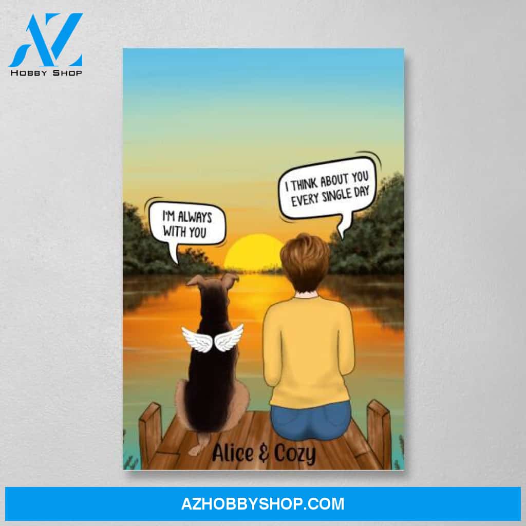 Personalized Canvas, Woman and Dogs Conversation, I Still Talk About You, Memorial Gifts for Dog Lovers