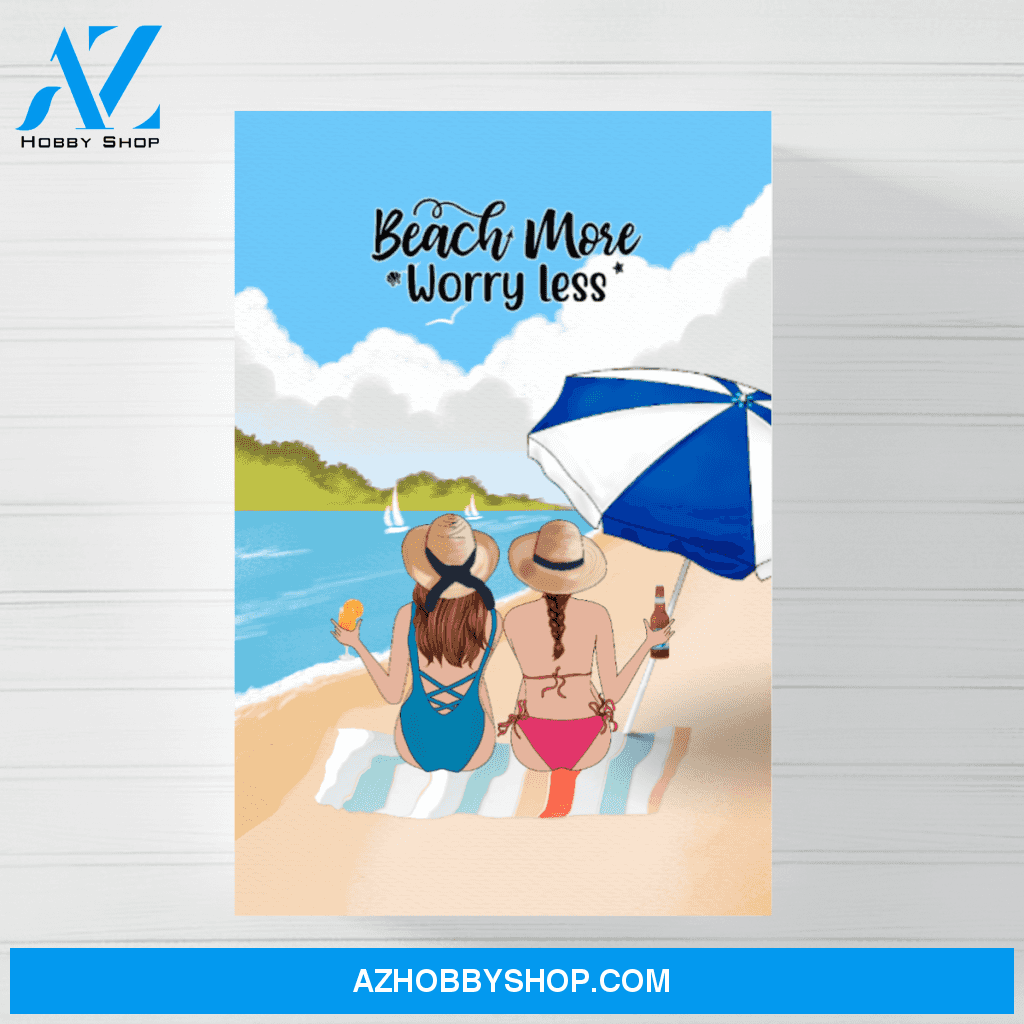Personalized Canvas/Poster, Besties On The Beach, Gift for Beach Sisters Friends
