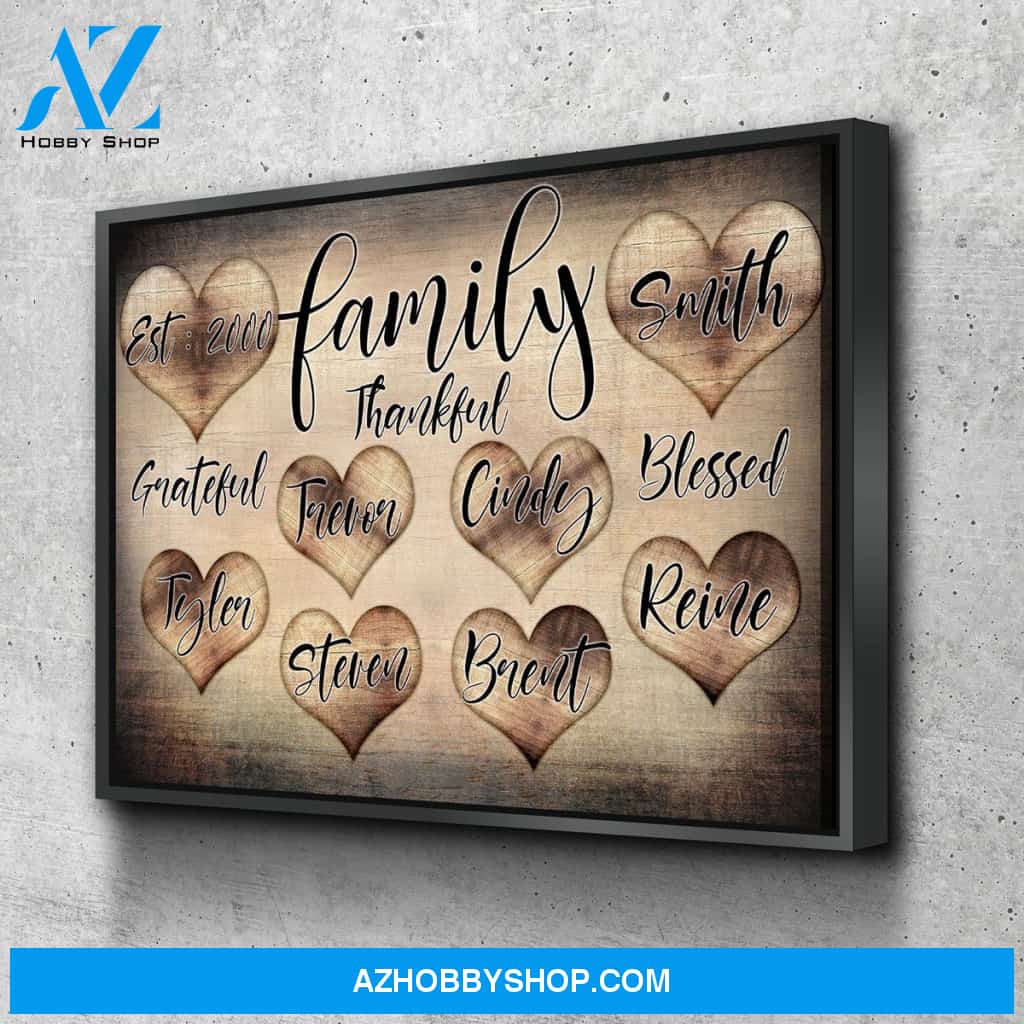 Personalized Family Grateful Thankful Blessed Premium Canvas