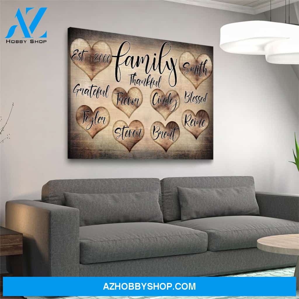 Personalized Family Grateful Thankful Blessed Premium Canvas
