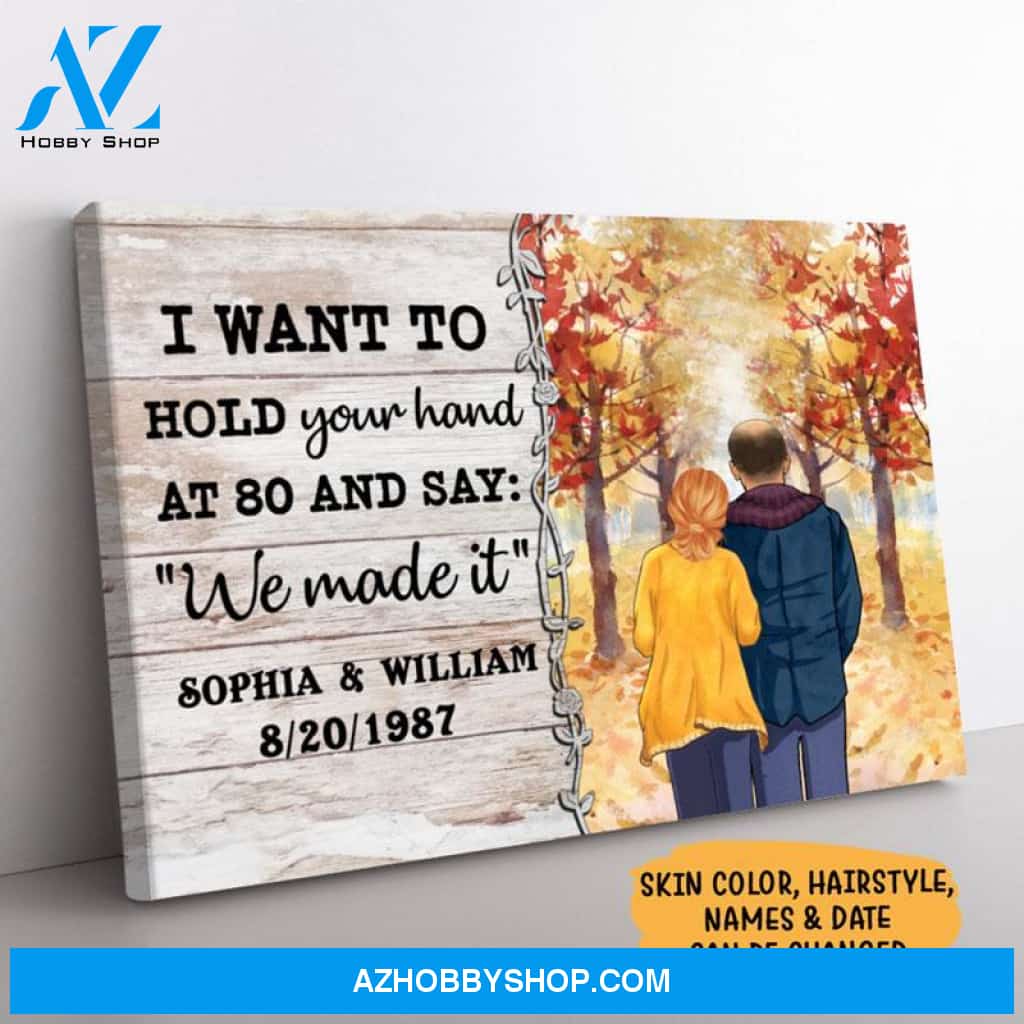 Personalized I Want To Hold Your Hand Canvas, Autumn Fall, Premium Canvas Wall Art