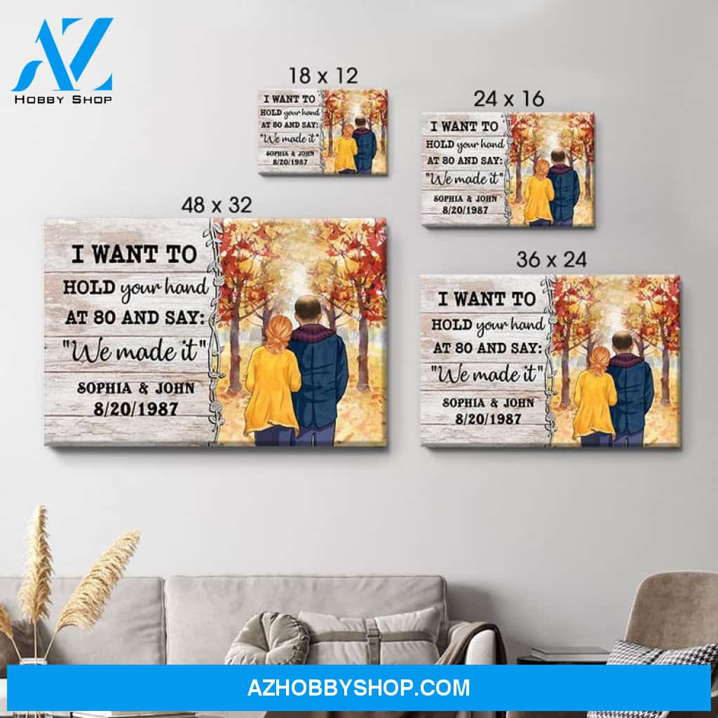 Personalized I Want To Hold Your Hand Canvas, Autumn Fall, Premium Canvas Wall Art
