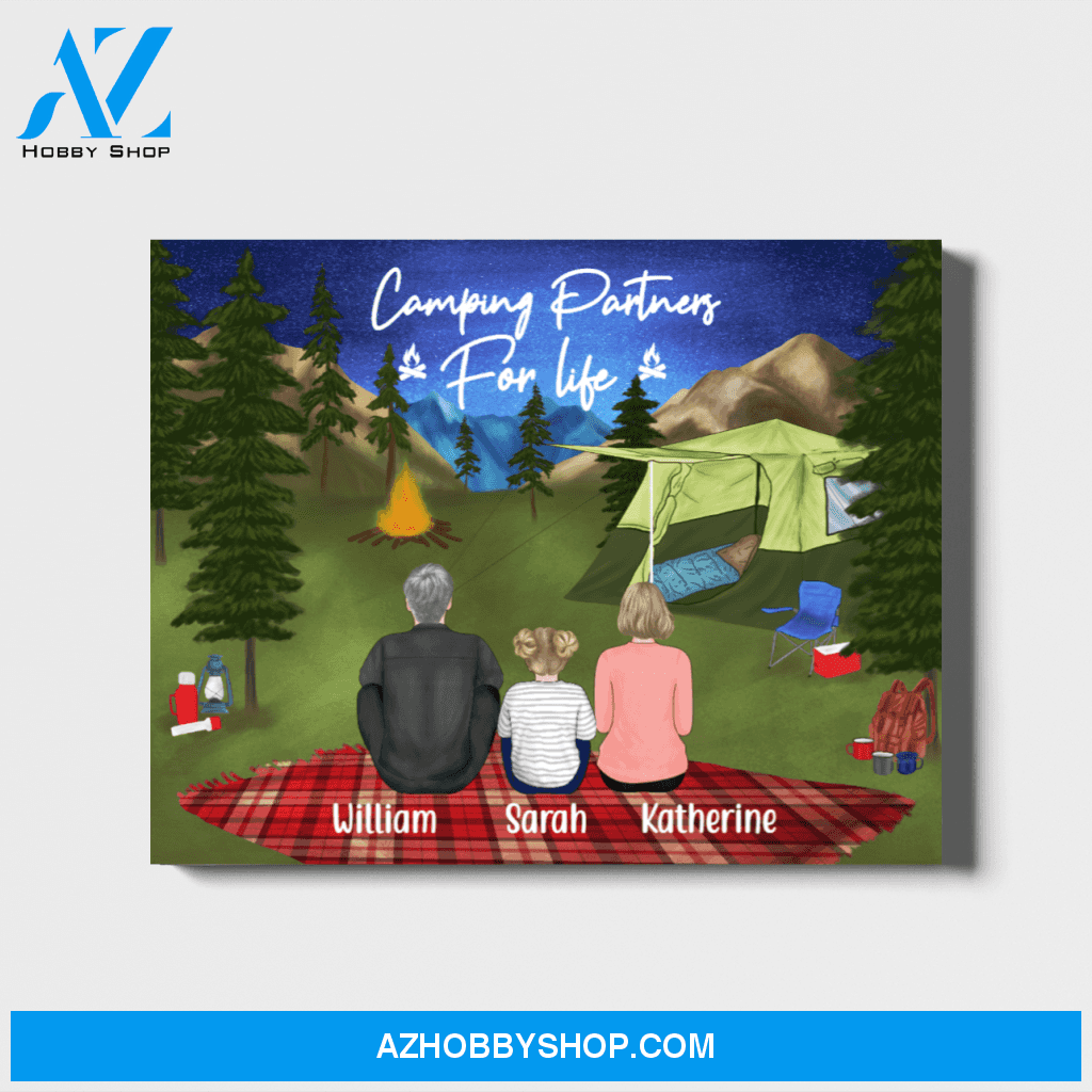 Personalized Landscape Canvas, Camping Family, Custom Gift for Camping Lovers