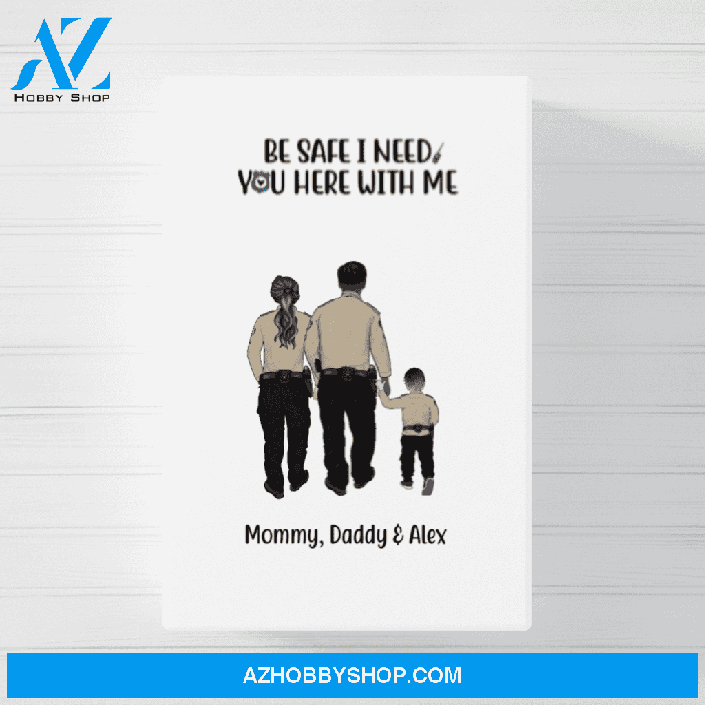 Personalized Poster/Canvas, Police Family, Parents and Kids, Custom Gift for Police and Family Lovers