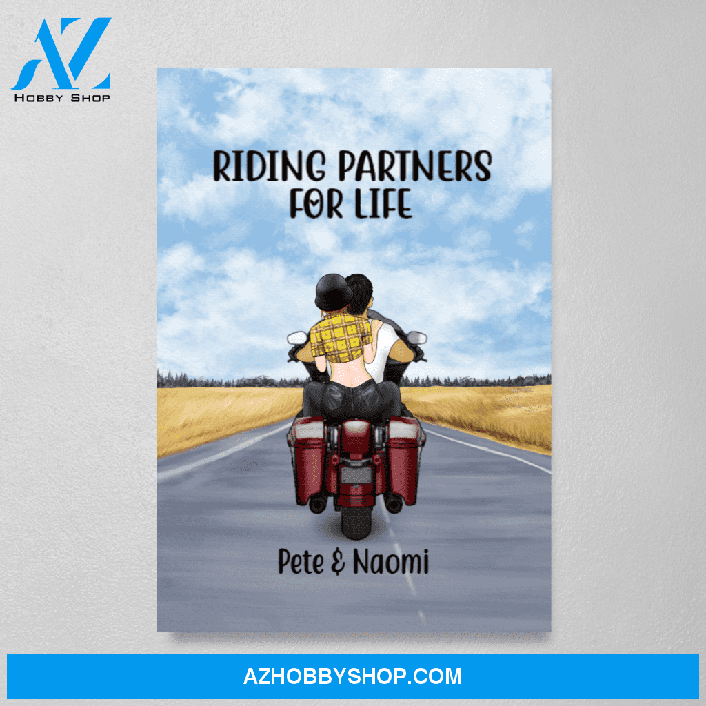 Personalized Poster/Canvas, Touring Motorcycle Couple, Custom Gift for Bikers