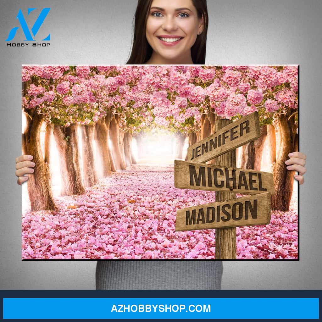 Pink Petal Road Multi-Names Premium Canvas