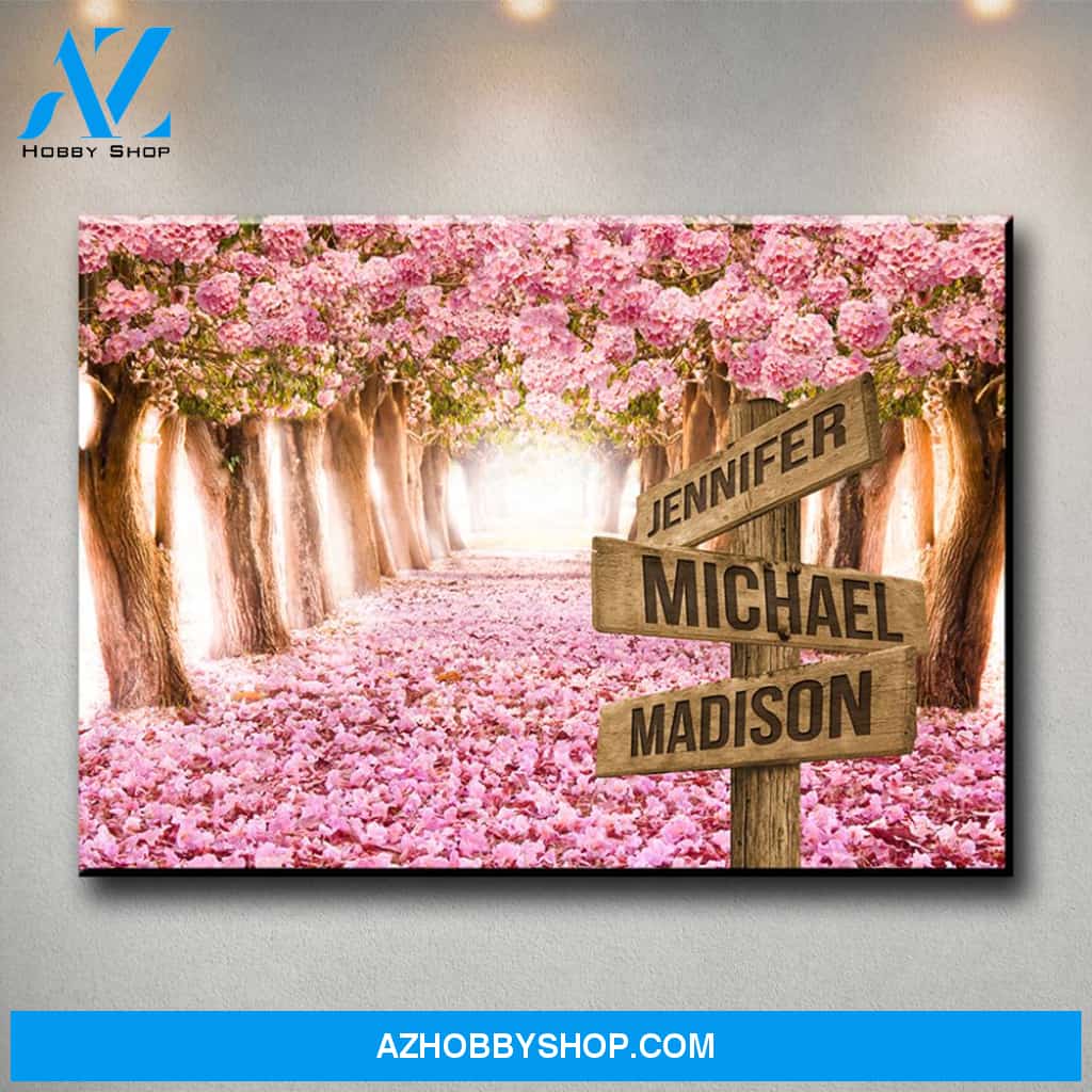 Pink Petal Road Multi-Names Premium Canvas