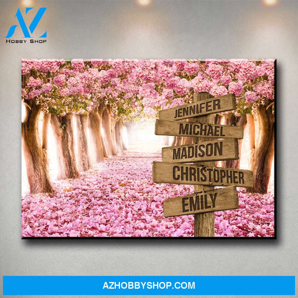 Pink Petal Road Multi-Names Premium Canvas