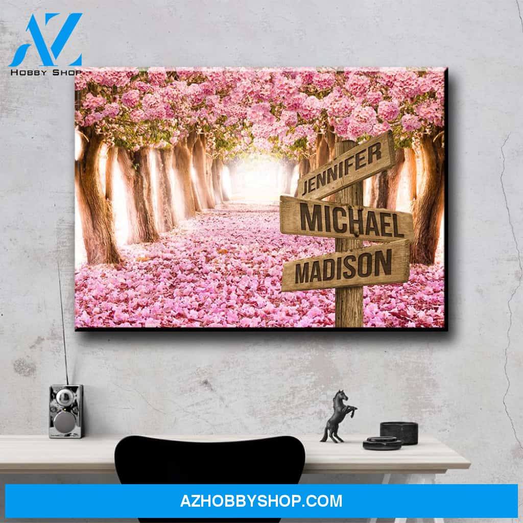 Pink Petal Road Multi-Names Premium Canvas
