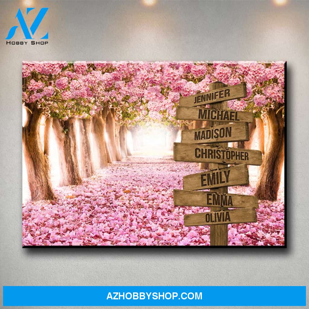 Pink Petal Road Multi-Names Premium Canvas
