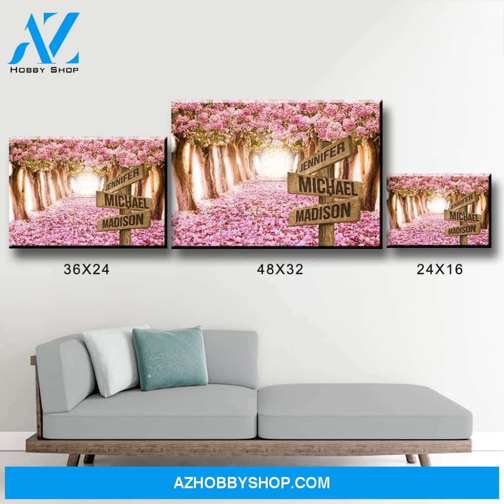 Pink Petal Road Multi-Names Premium Canvas