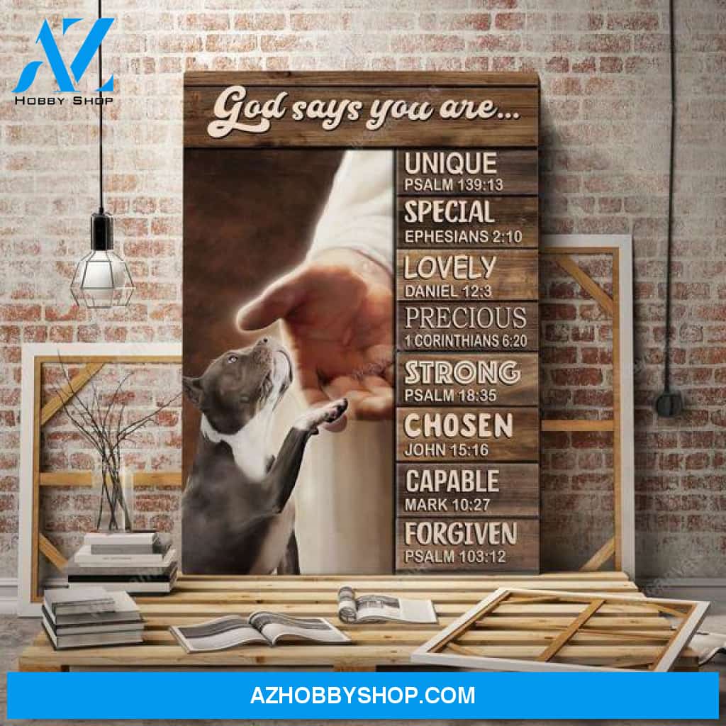 Pit bull - God says you are Pit bull Portrait Canvas Prints - Wall Art