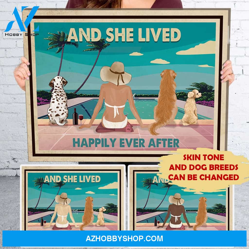 Pool, Wine and Dogs - Personalized Custom Canvas