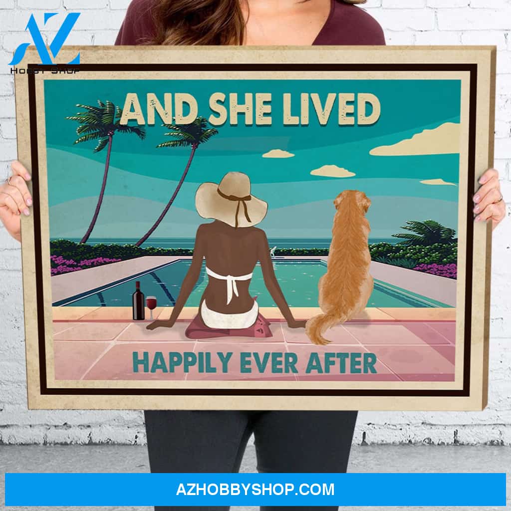 Pool, Wine and Dogs - Personalized Custom Canvas