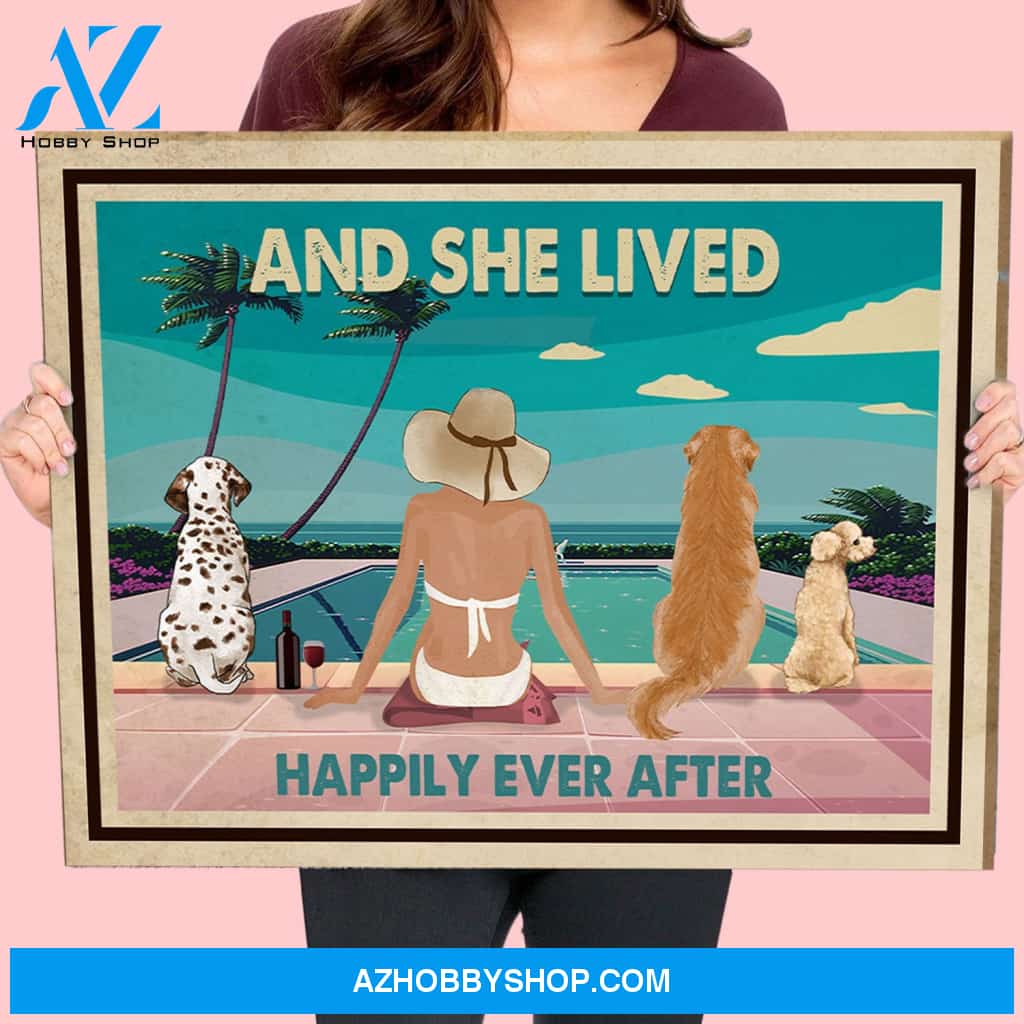 Pool, Wine and Dogs - Personalized Custom Canvas