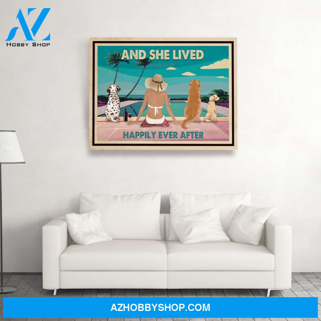 Pool, Wine and Dogs - Personalized Custom Canvas