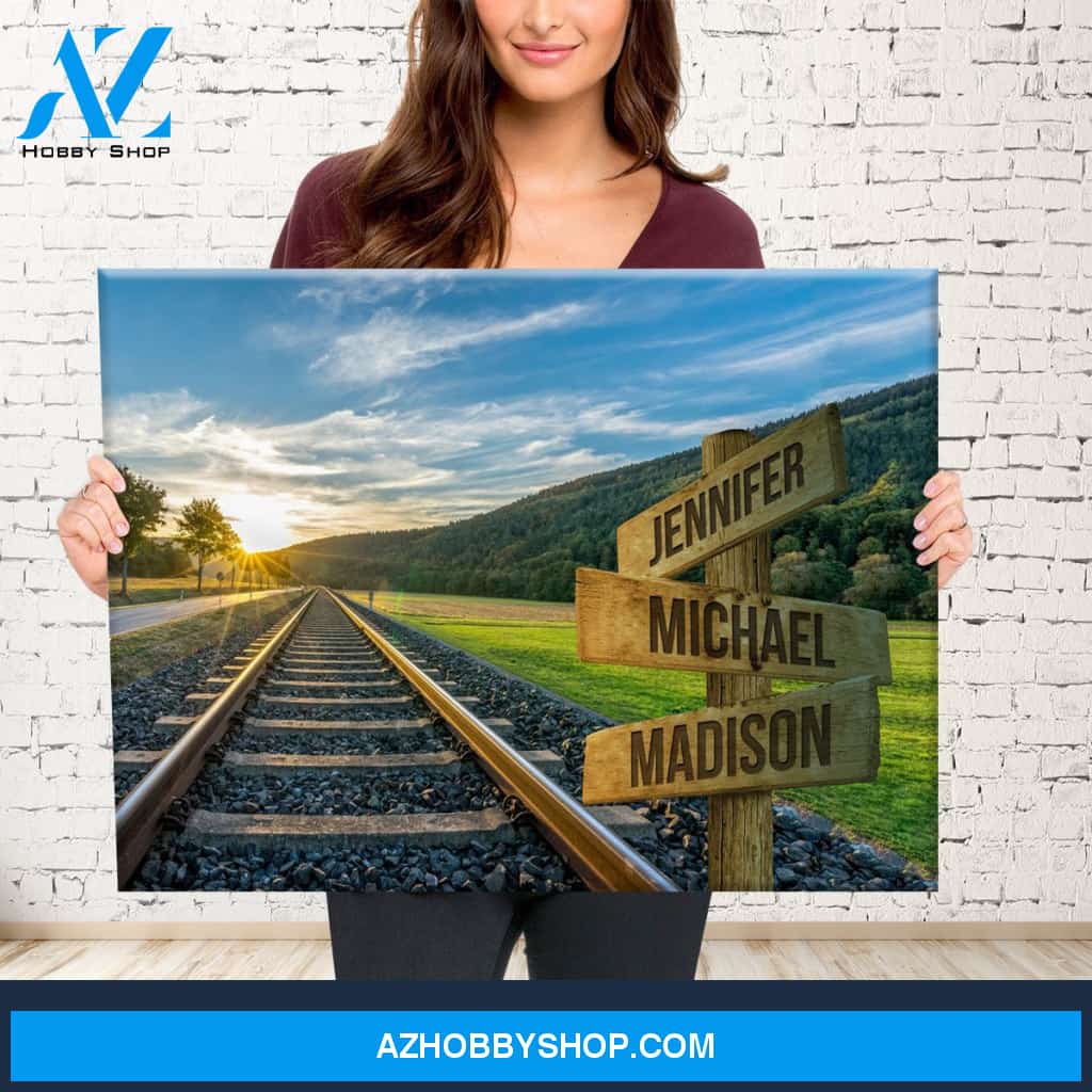 Railroad Track Color Multi-Names Premium Canvas