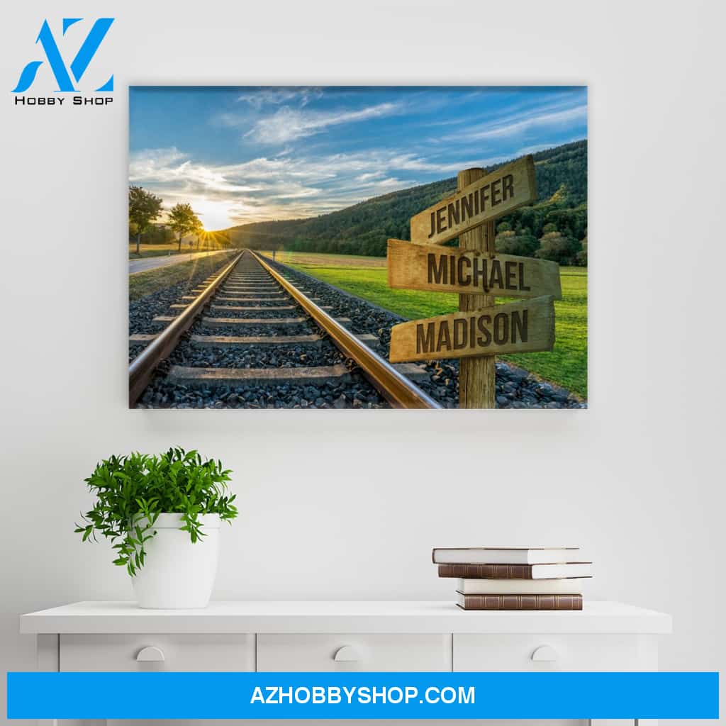 Railroad Track Color Multi-Names Premium Canvas